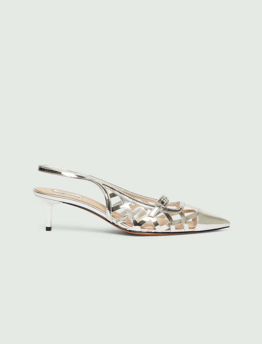 spegelpolerade laminerade slingbacks - silver