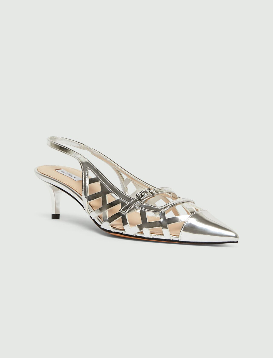 spegelpolerade laminerade slingbacks - silver