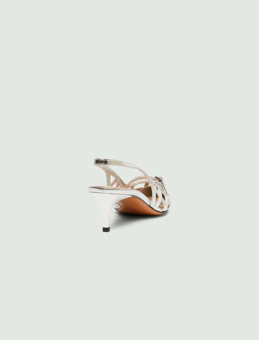 spegelpolerade laminerade slingbacks - silver