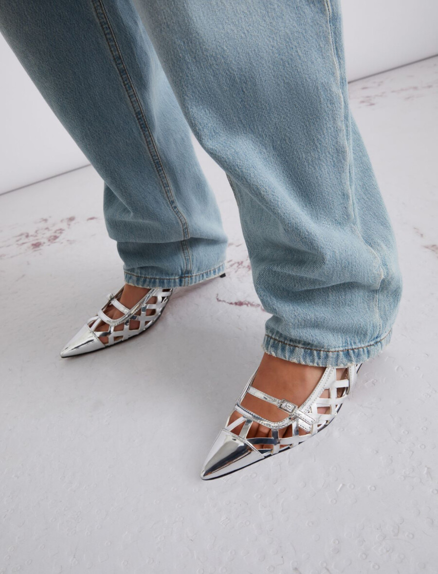 spegelpolerade laminerade slingbacks - silver