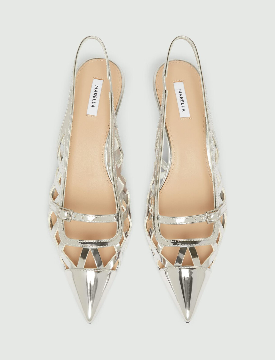 spegelpolerade laminerade slingbacks - silver