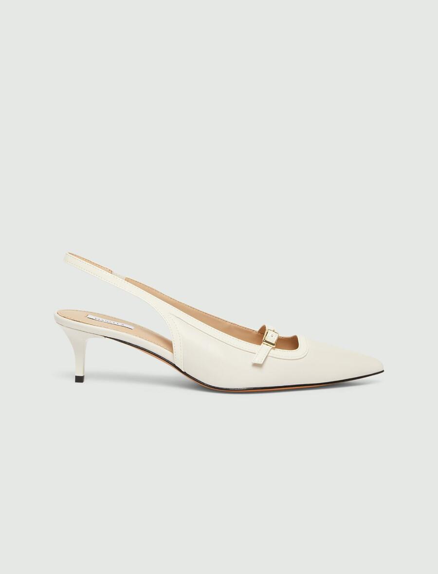 slingbacks i nappaläder - ullvit
