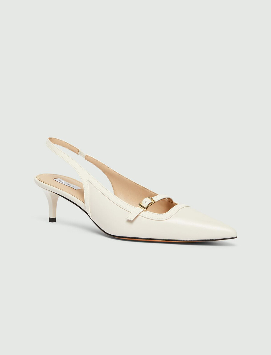 slingbacks i nappaläder - ullvit