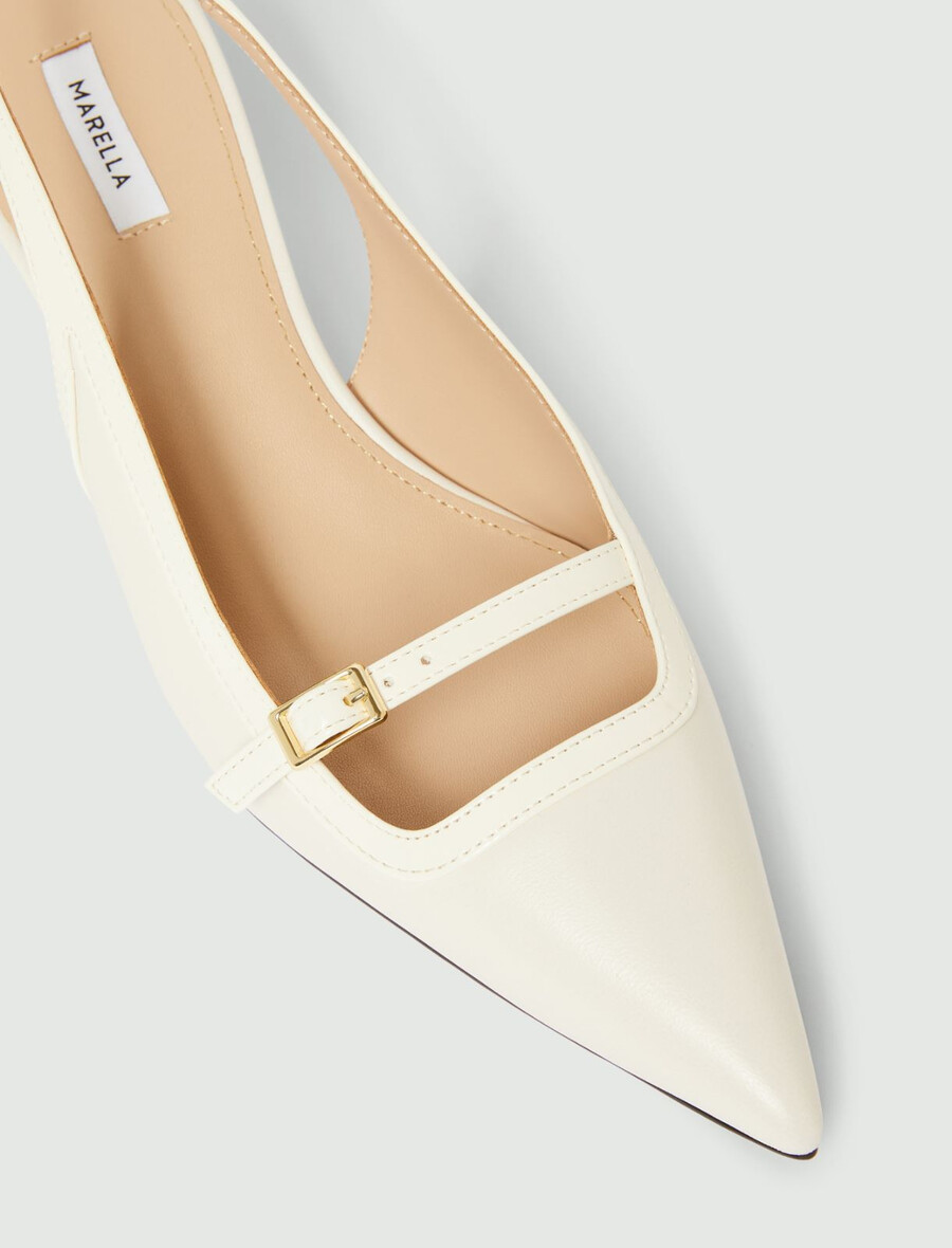 slingbacks i nappaläder - ullvit