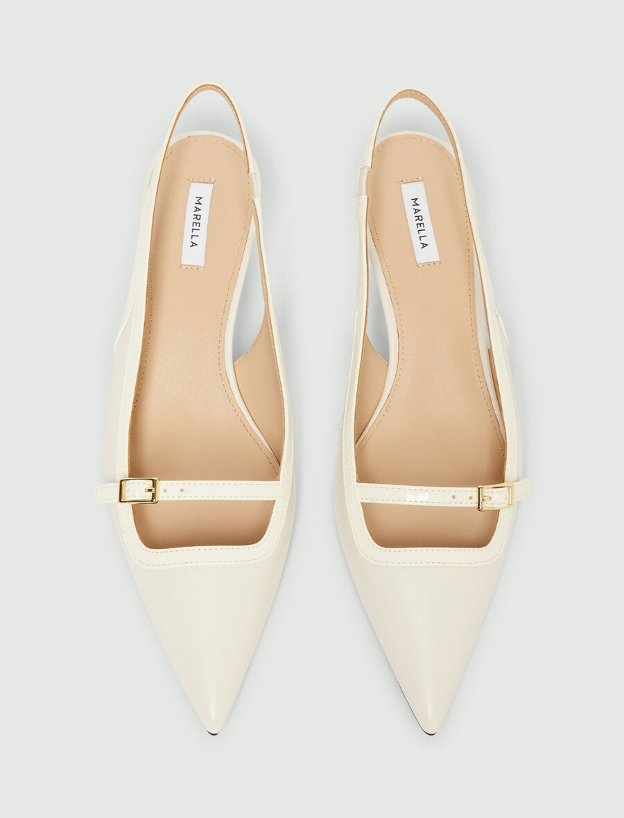 slingbacks i nappaläder - ullvit