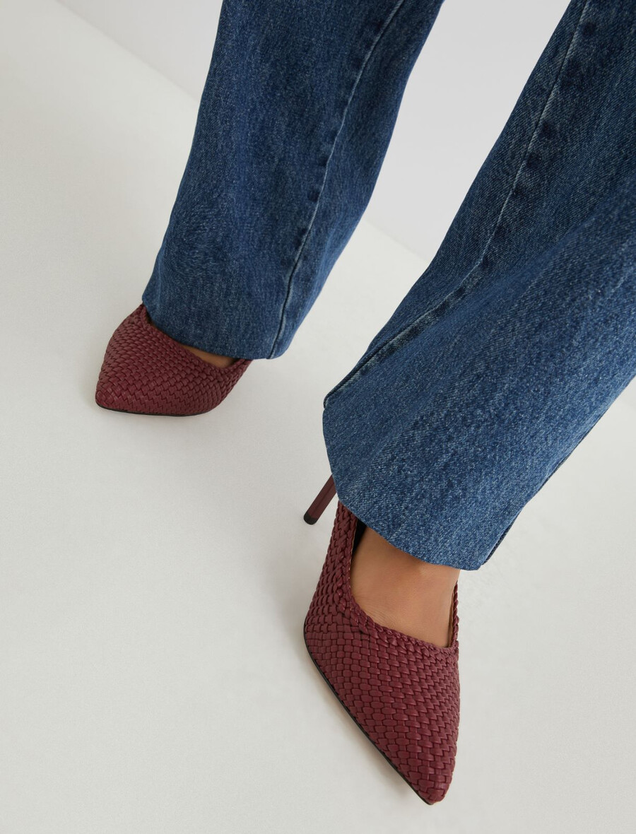 vävda pumps - brun bordeaux