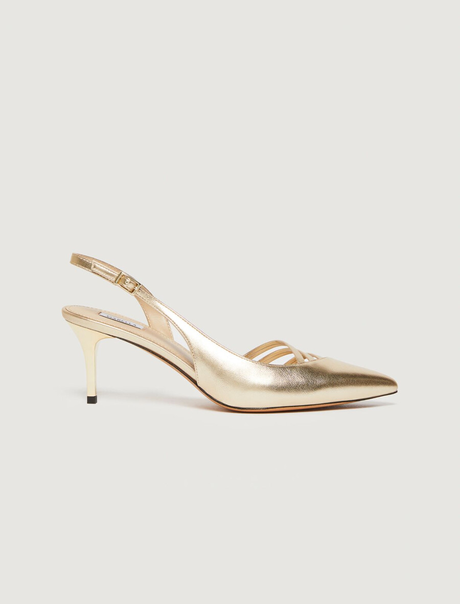 slingbacks med remmar - guld