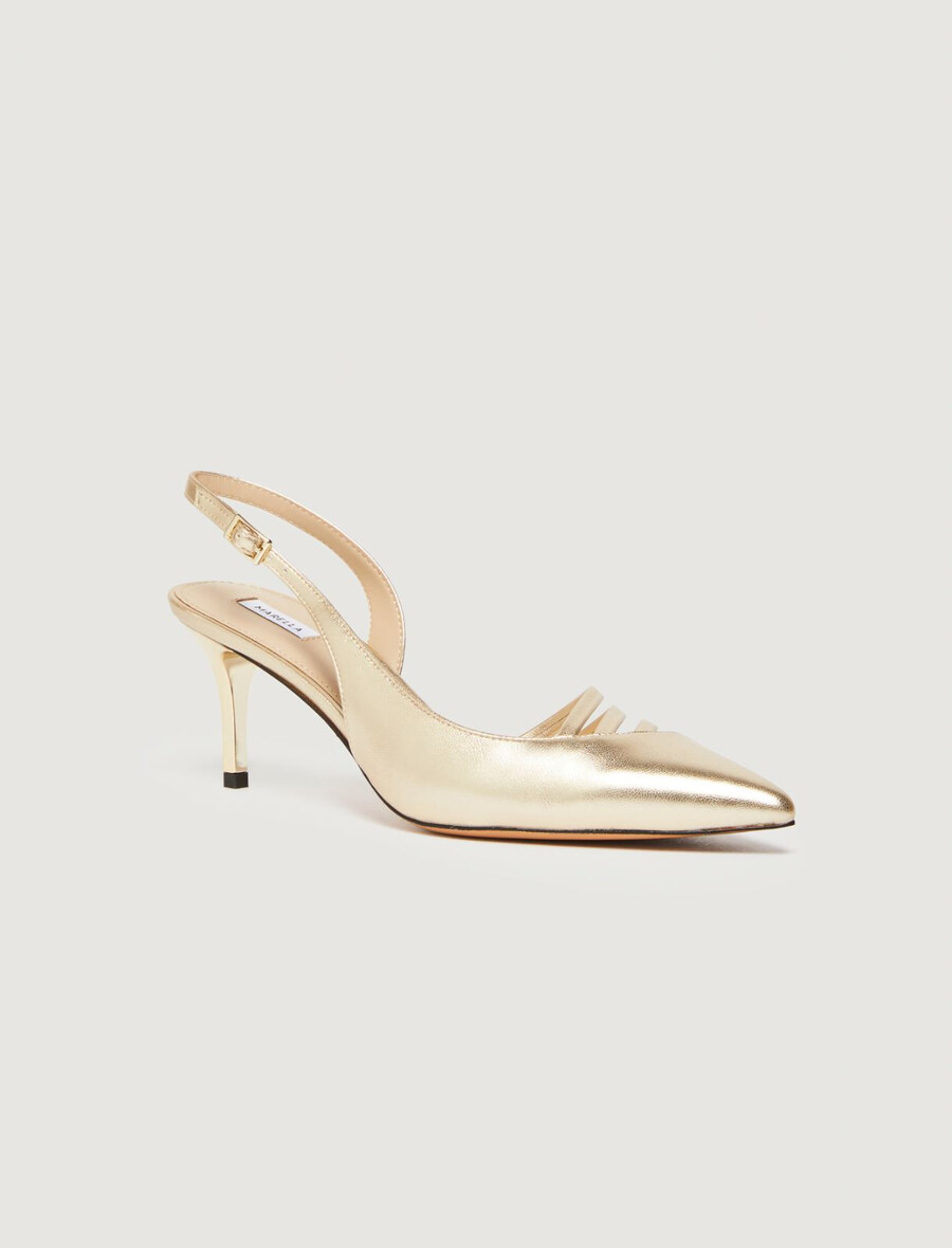 slingbacks med remmar - guld