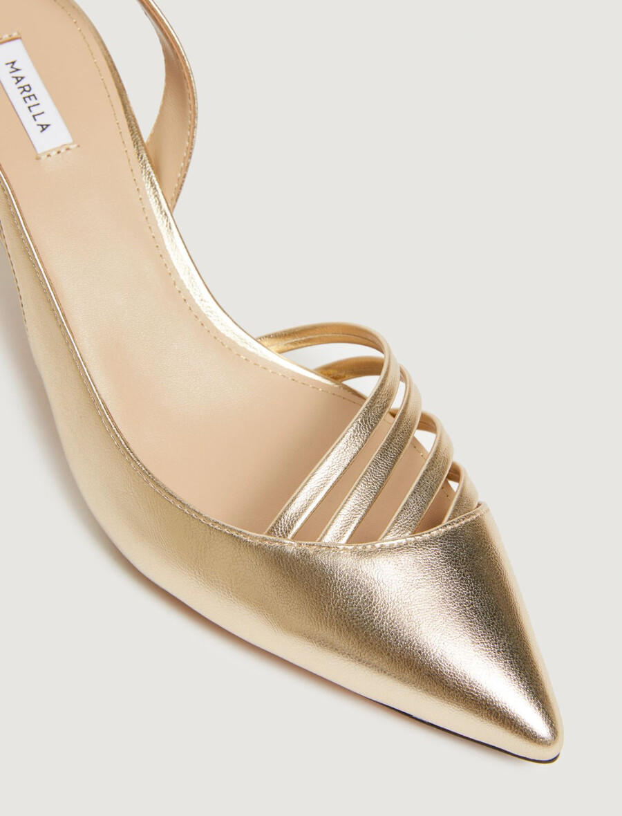 slingbacks med remmar - guld