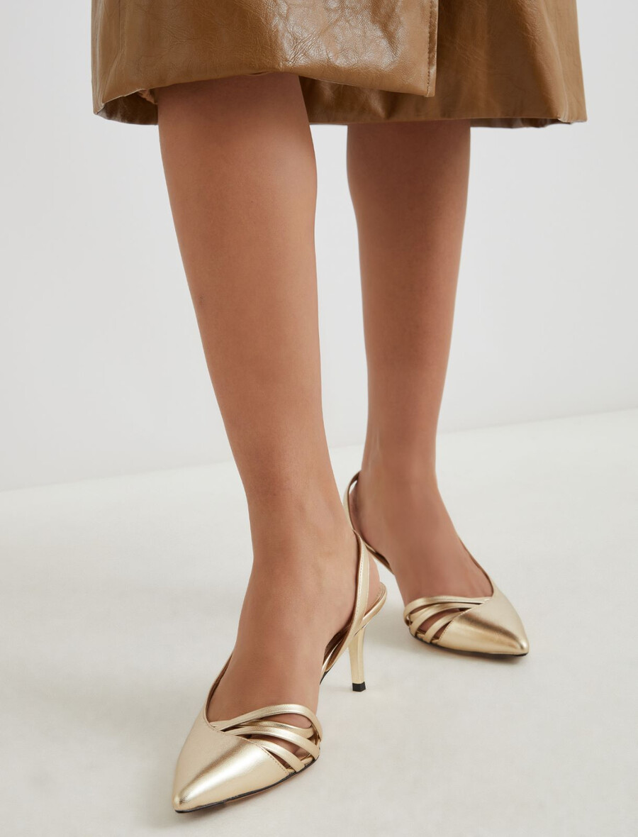 slingbacks med remmar - guld
