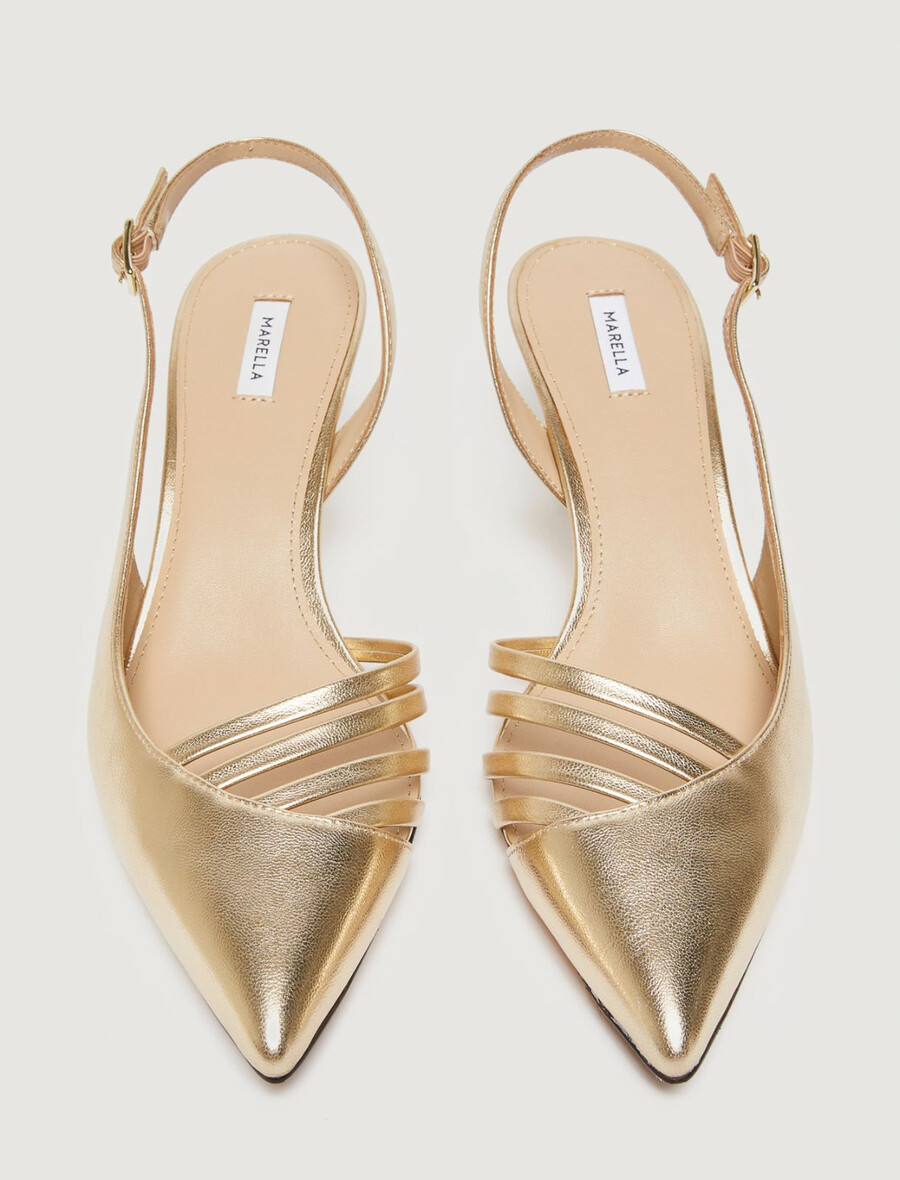 slingbacks med remmar - guld