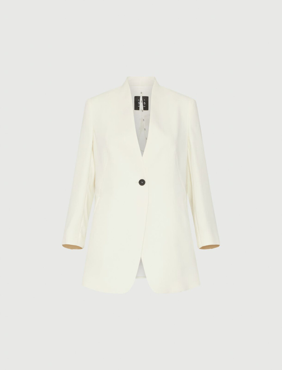 lång enkelknäppt kavaj - wool white