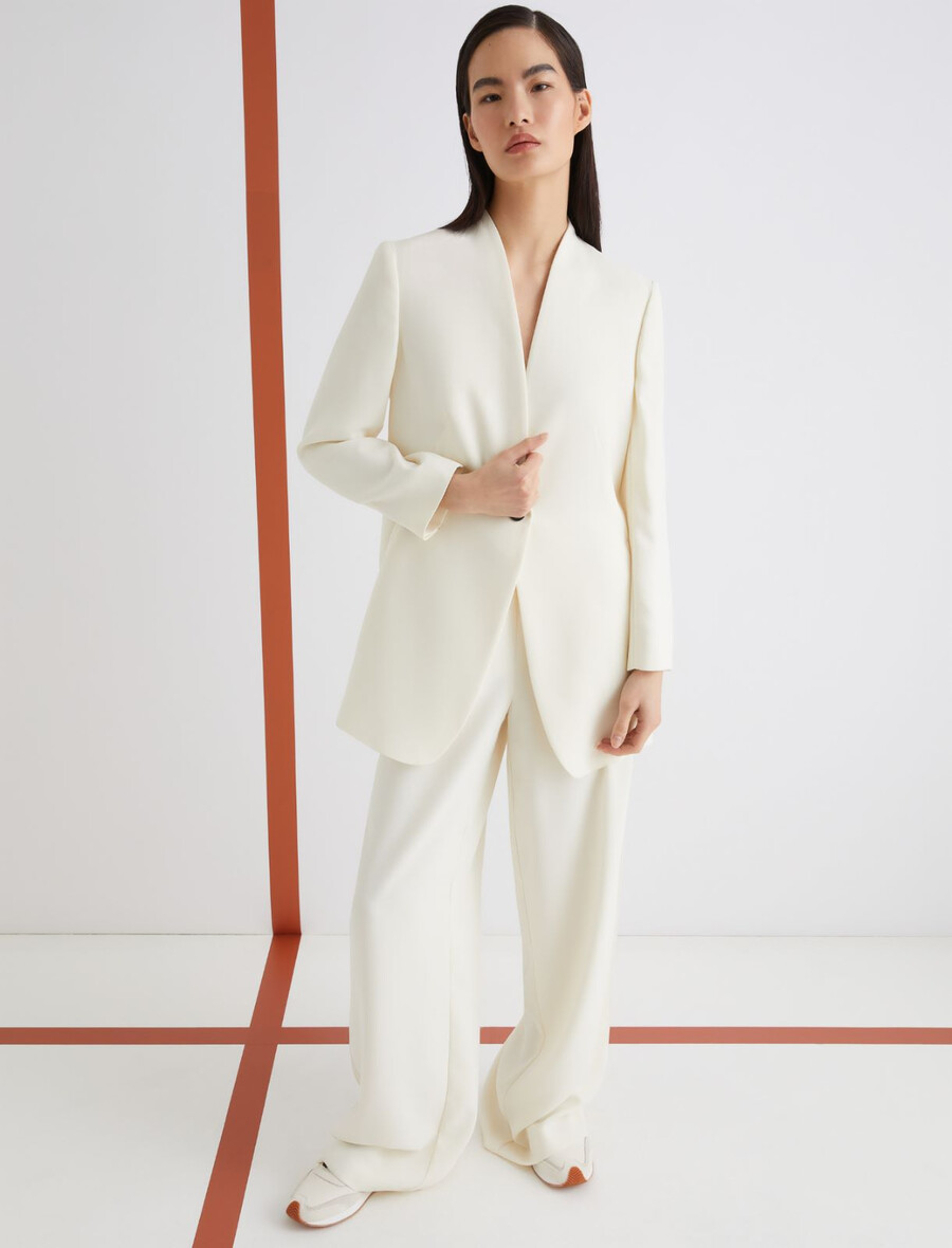 lång enkelknäppt kavaj - wool white