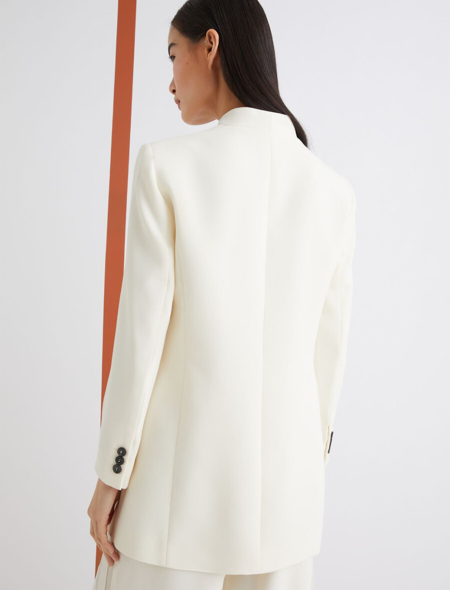 lång enkelknäppt kavaj - wool white