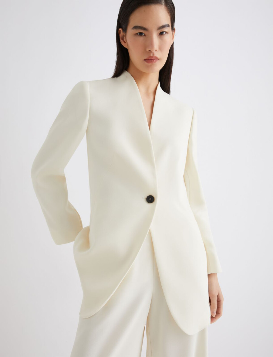 lång enkelknäppt kavaj - wool white