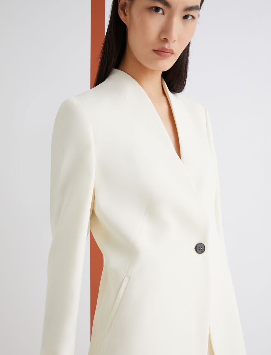 lång enkelknäppt kavaj - wool white