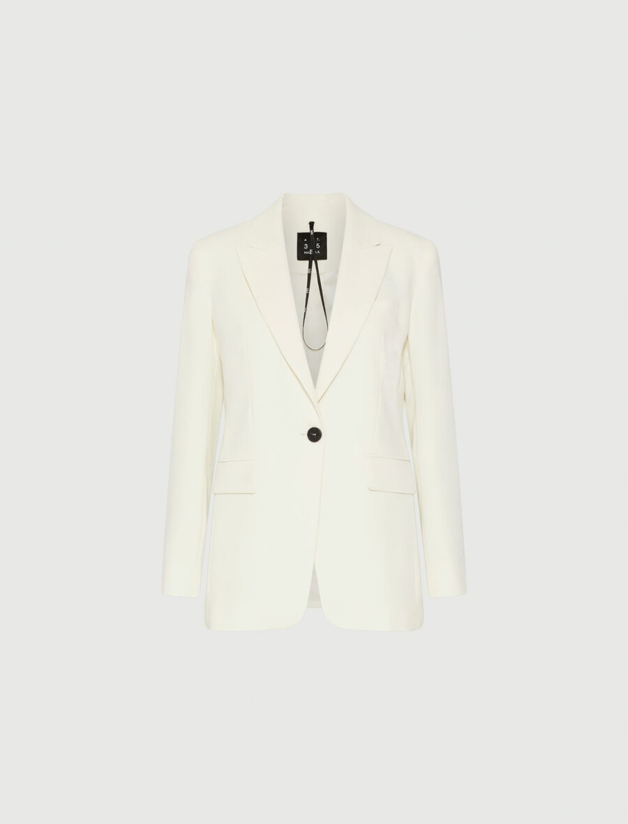 enkelknäppt envers satinjacka - wool white