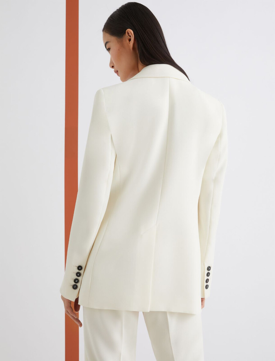 enkelknäppt envers satinjacka - wool white