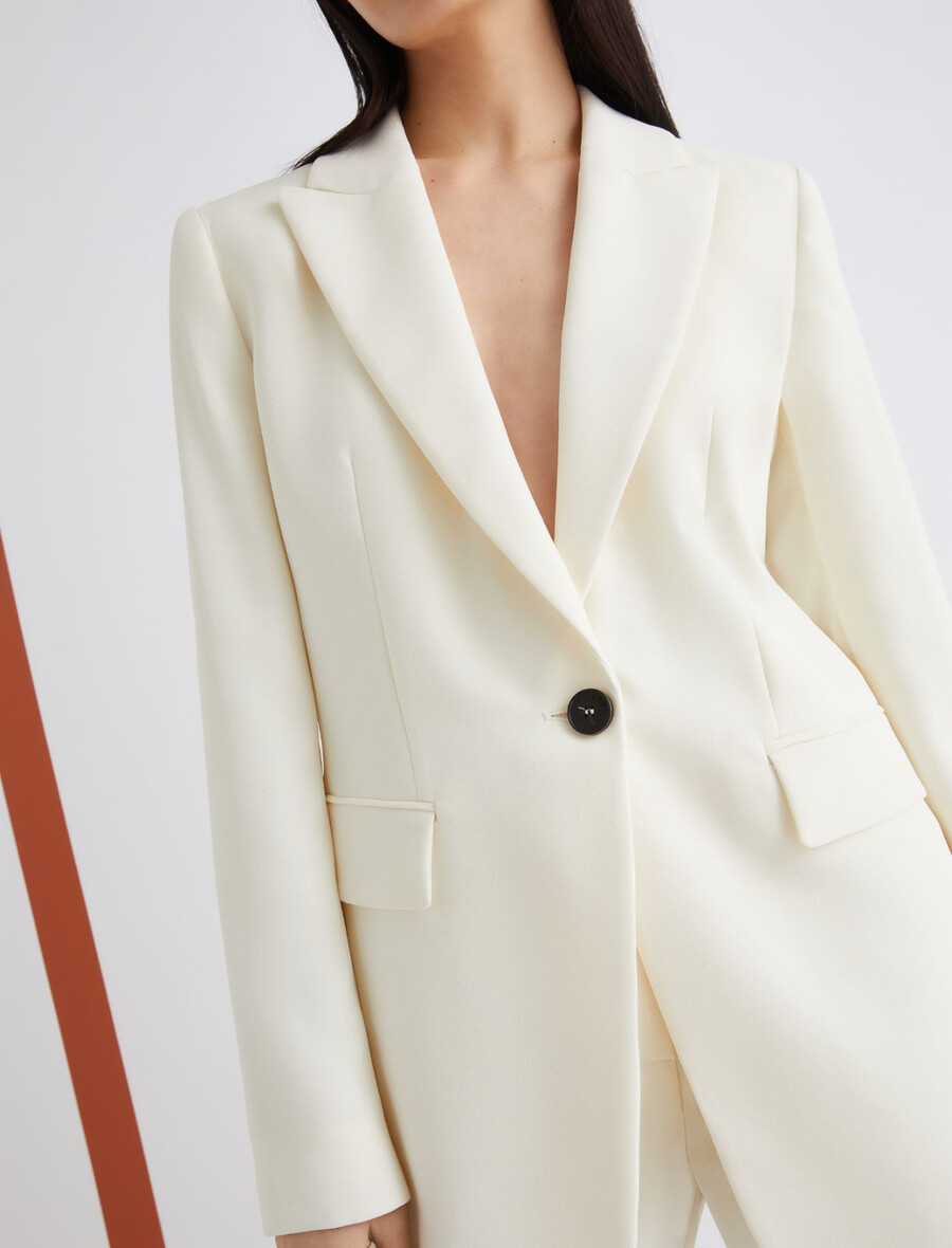 enkelknäppt envers satinjacka - wool white