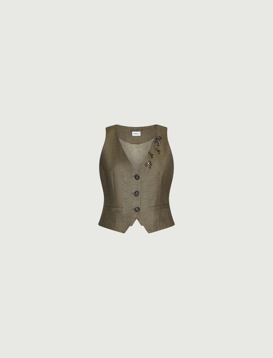 väst i flytande twill - kaki