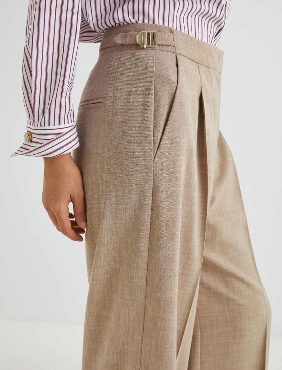 stretchiga vida byxor - beige
