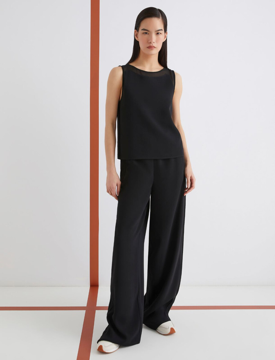 envers ärmlös satin topp - svart