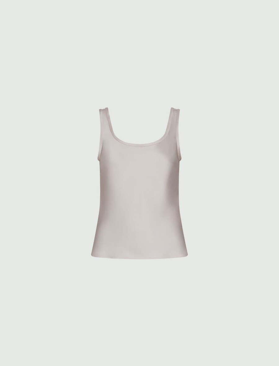 Ärmlös satin topp - crÈme