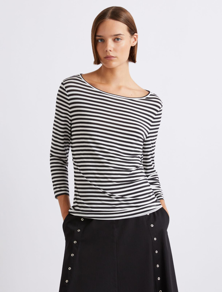 randig jersey-t-shirt - crÈme