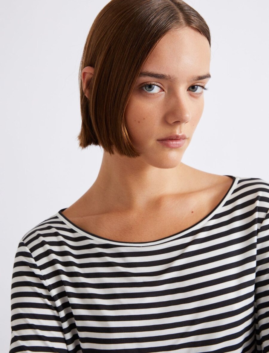 randig jersey-t-shirt - crÈme