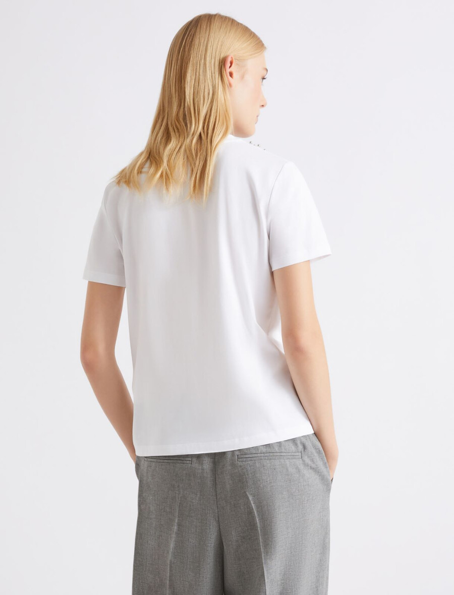 t-shirt med juveldetaljer - optisk vit