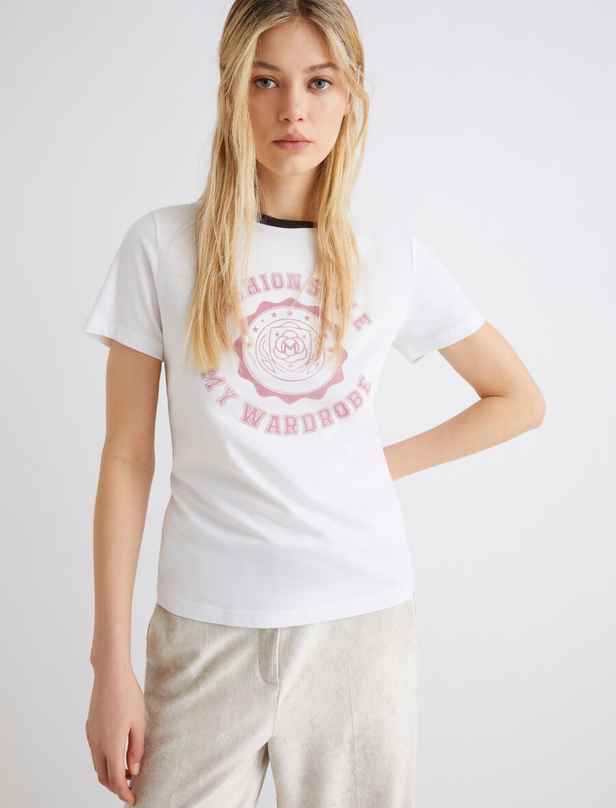 tryckt t-shirt - optisk vit