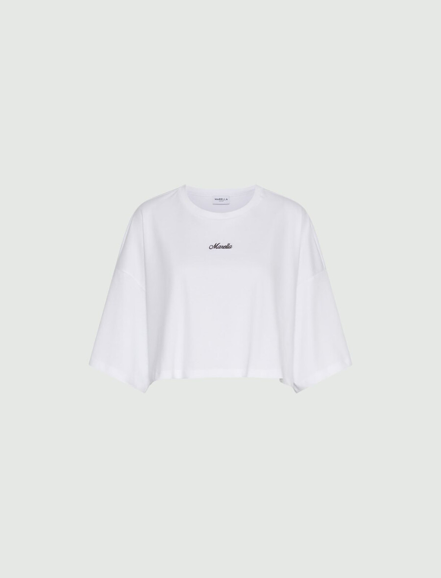 t-shirt med broderad logotyp - optisk vit
