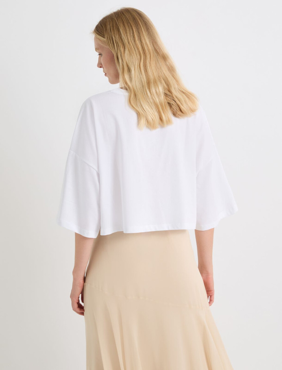 t-shirt med broderad logotyp - optisk vit
