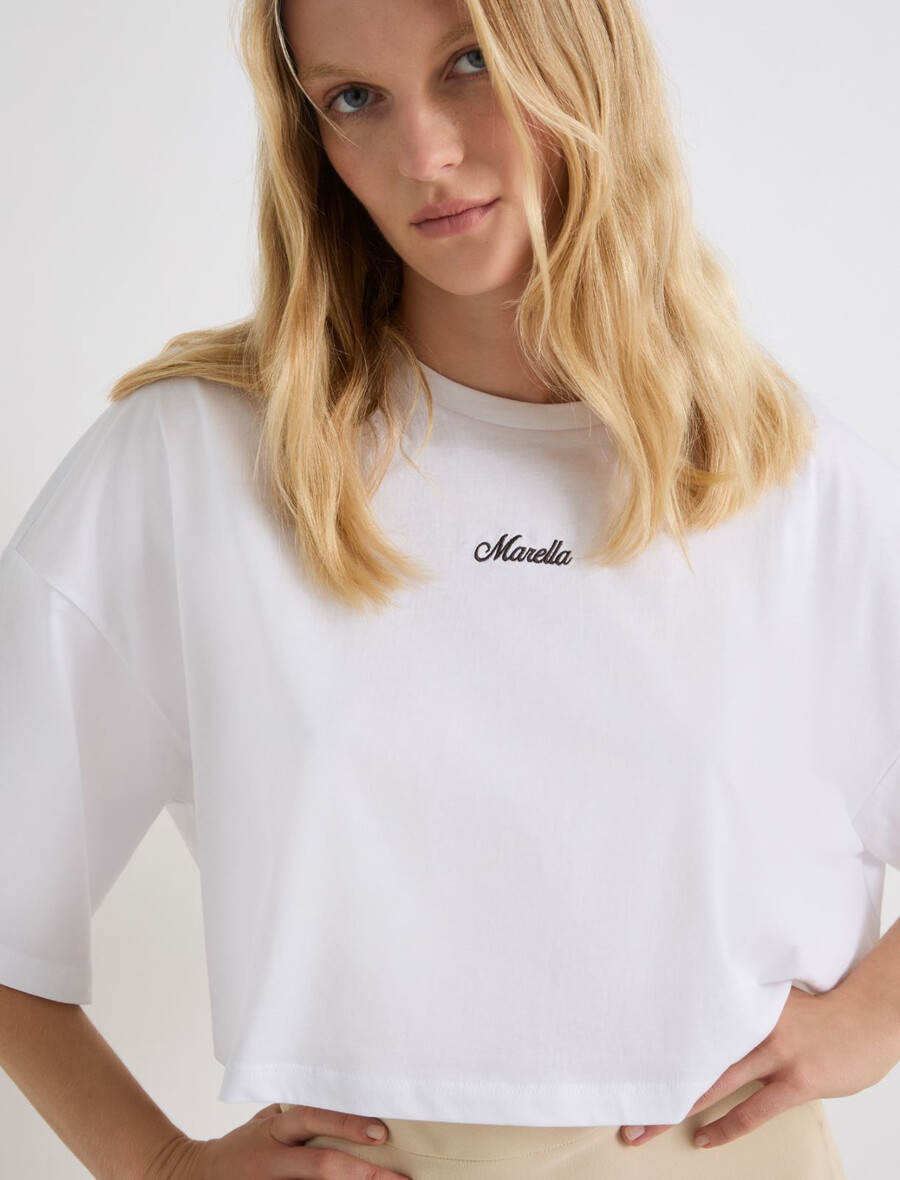 t-shirt med broderad logotyp - optisk vit
