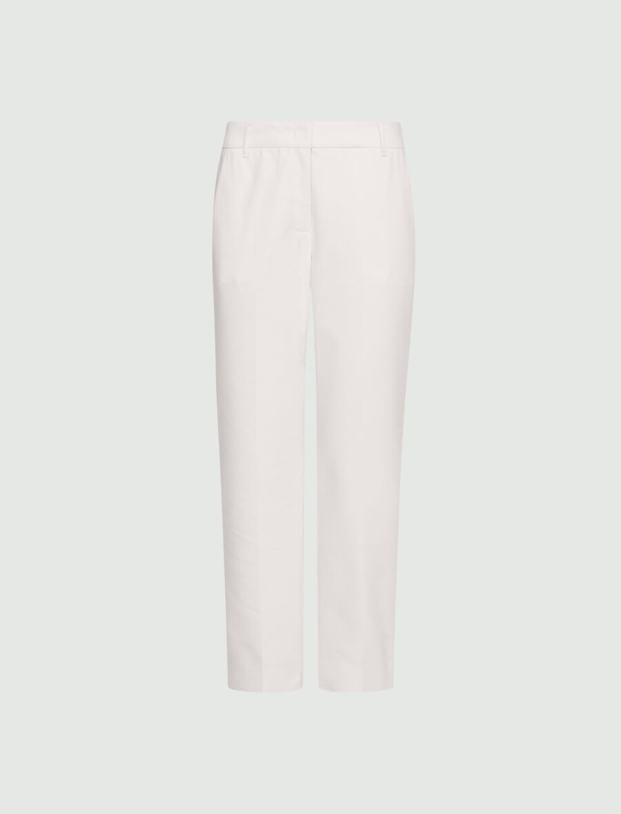 stretchiga byxor i bomullsblandning - vita