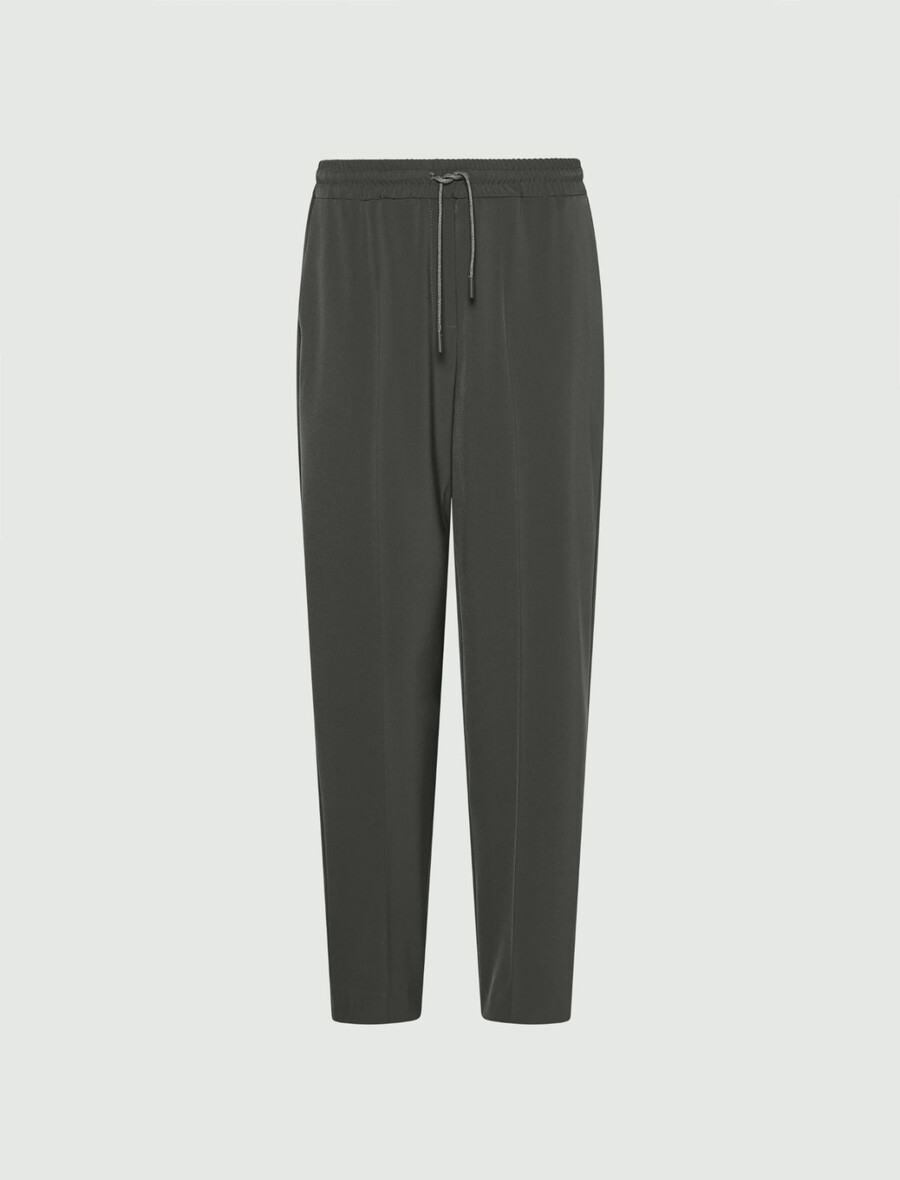 stretchig twill joggingbyxa - olive