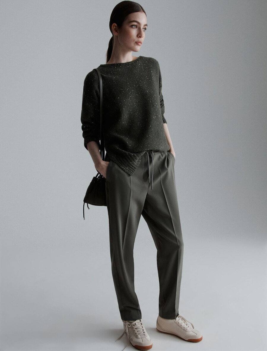 stretchig twill joggingbyxa - olive