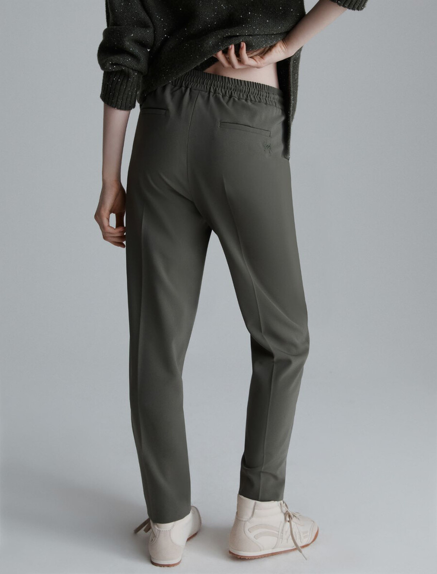 stretchig twill joggingbyxa - olive
