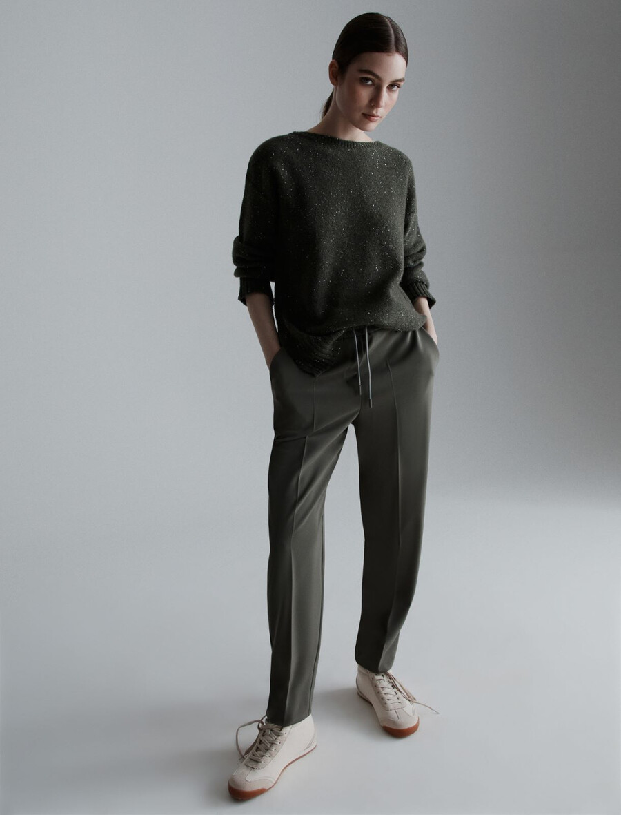 stretchig twill joggingbyxa - olive