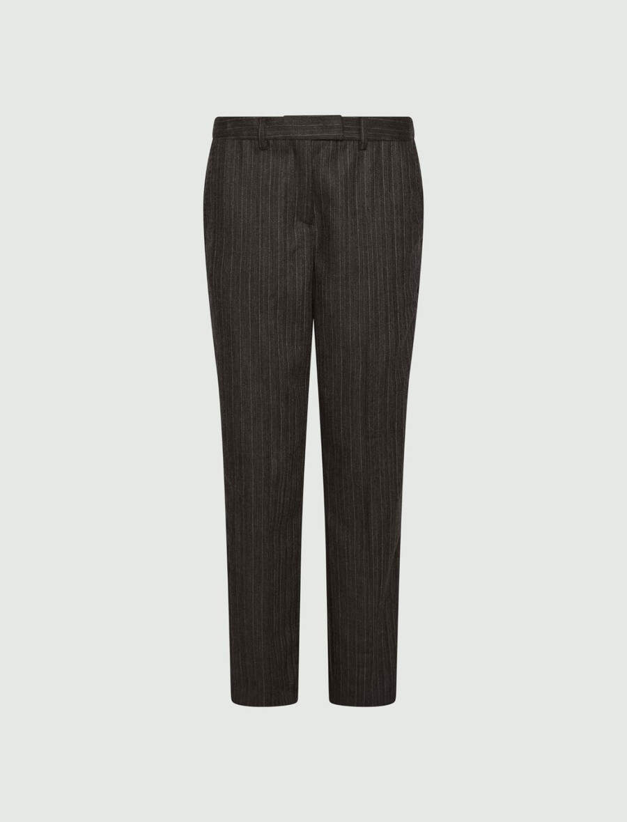 slim-fit lätta ullbyxor - brun