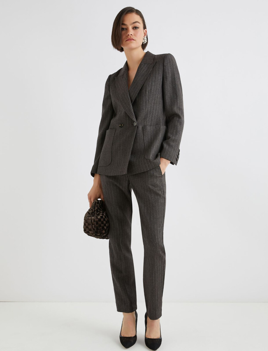 slim-fit lätta ullbyxor - brun