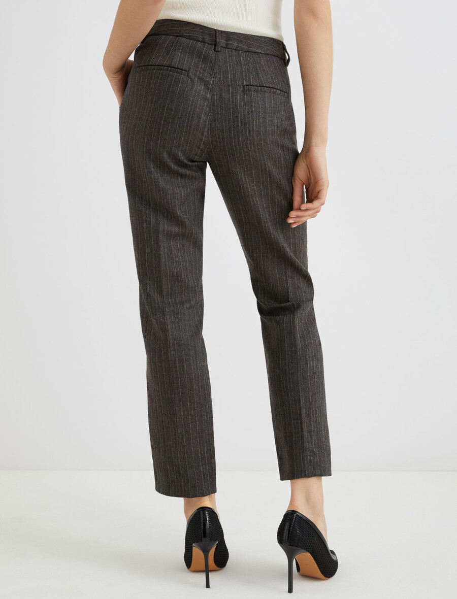 slim-fit lätta ullbyxor - brun