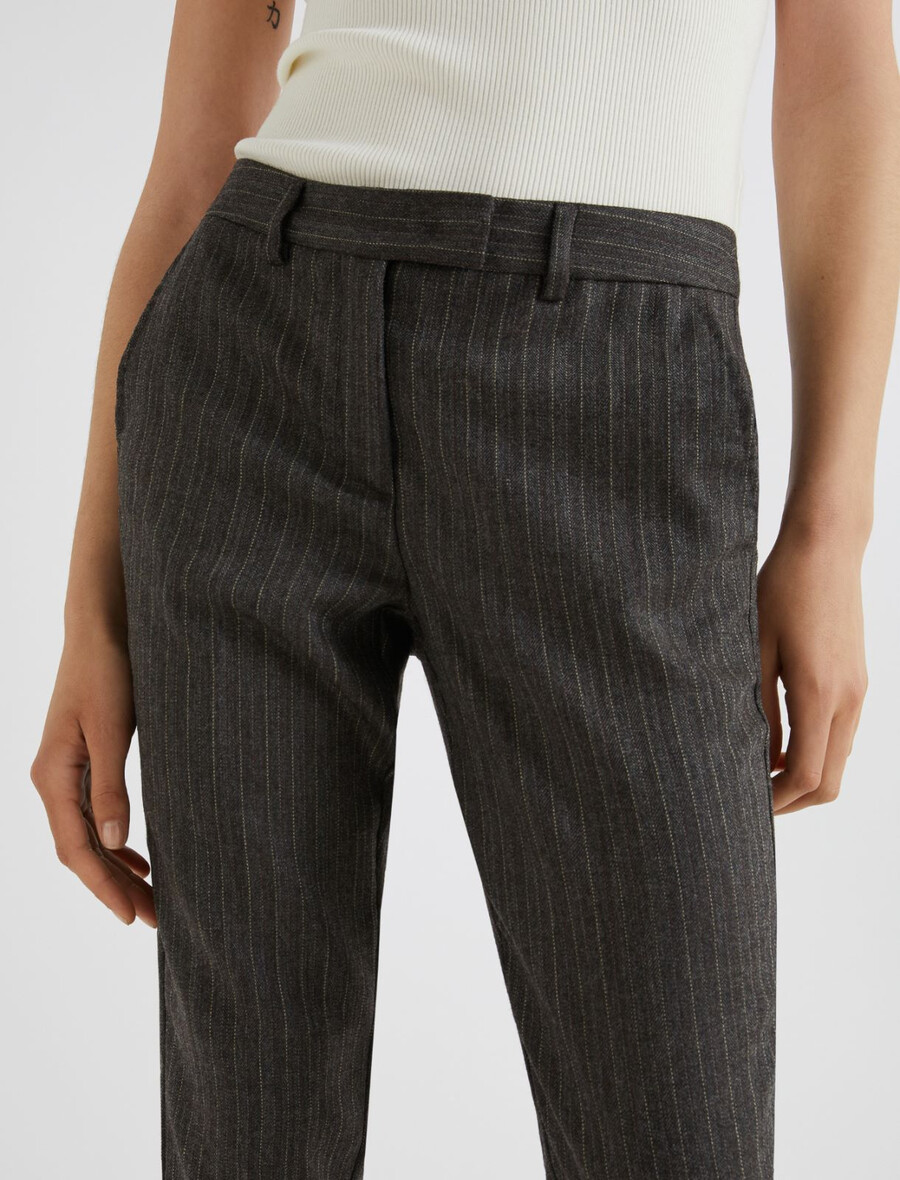 slim-fit lätta ullbyxor - brun