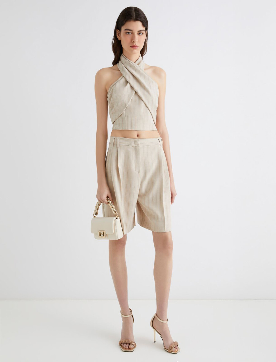 bermudashorts i stretchig canvas - ecru