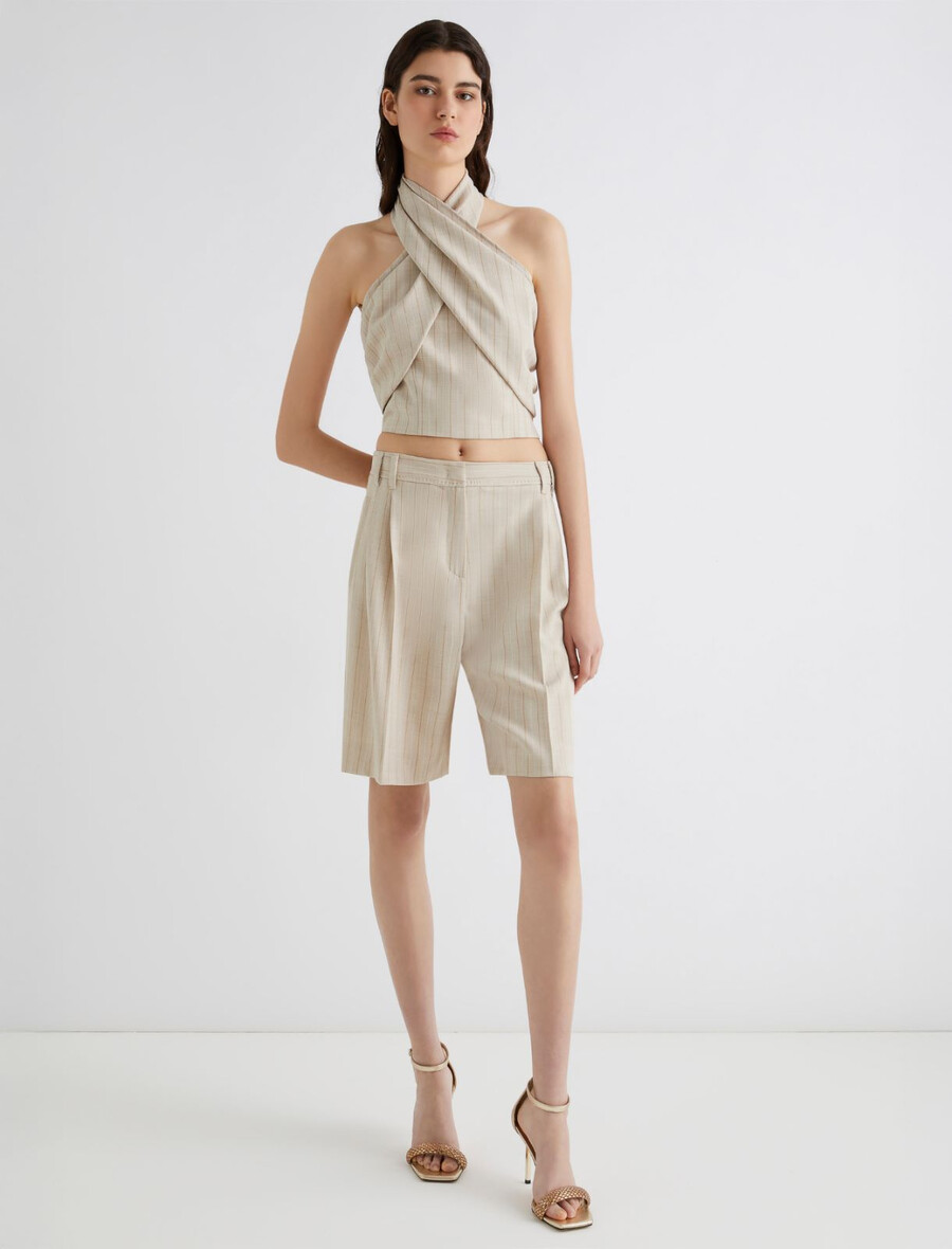 bermudashorts i stretchig canvas - ecru