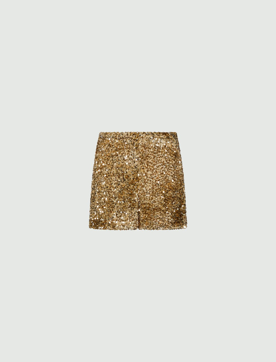 paljettprydda sammetsshorts - kaki