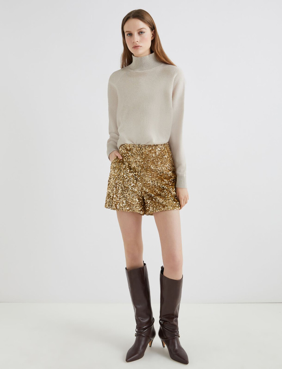 paljettprydda sammetsshorts - kaki