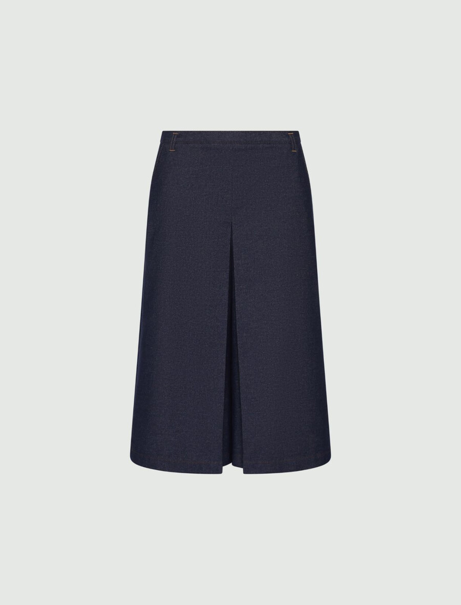 culottes i stretchig bomull med hög midja - marinblÅ