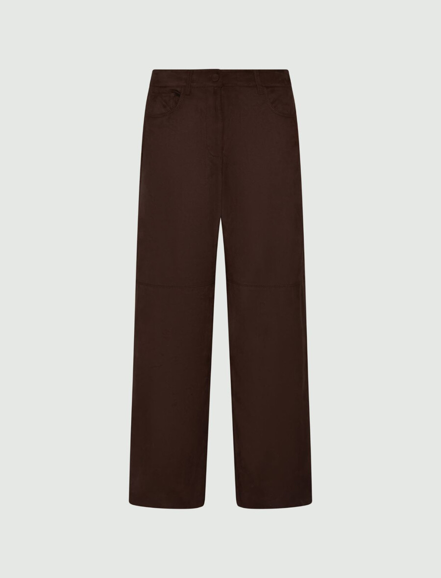 stretchiga jerseybyxor med vida ben - choklad