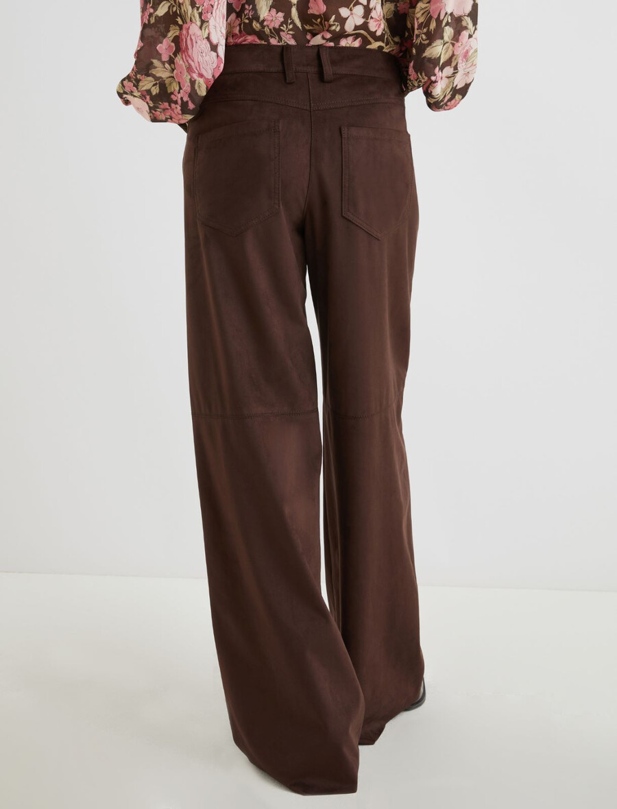 stretchiga jerseybyxor med vida ben - choklad